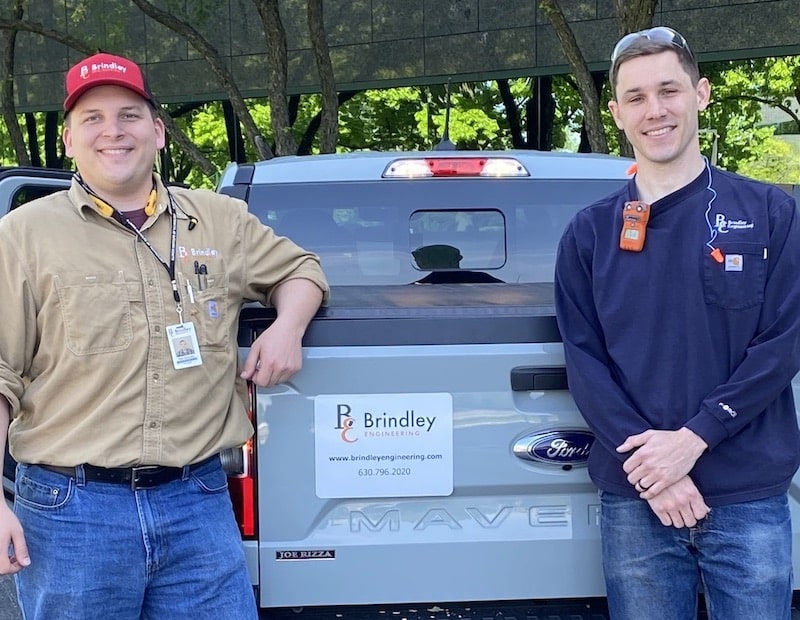 Brindley engineers in front of BE truck