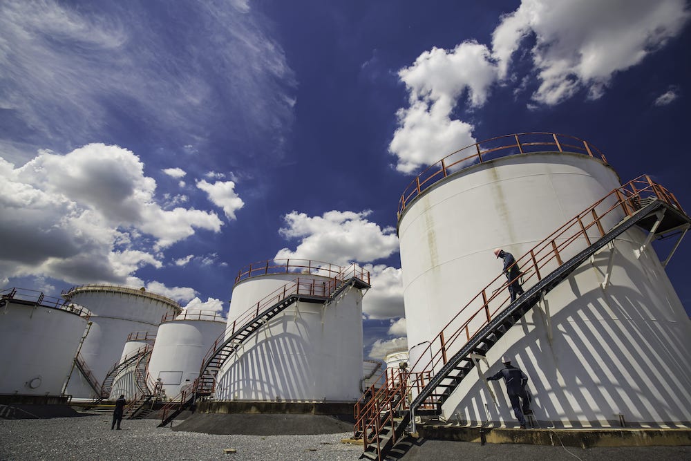 silos at a refinery